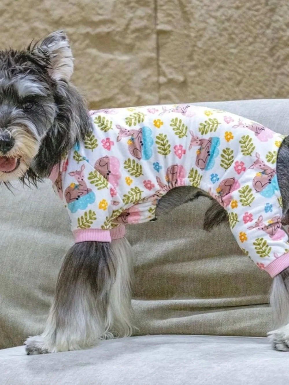 CuteBone Small Dog Pajamas Deer Print Puppy Onesie Soft Pet Jumpsuit NWOT